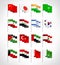 Most popular Asia flags set