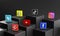 Most Popular Social Media Icon on 3D Rendering Black Cubes