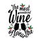 The most wonderful wine of the year- funny Christmas text, with mistletoes and glasses.