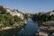 Mostar, Neretva, skyline, river, bridge, valley, Bosnia and Herzegovina, Europe, panoramic, green