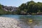 Mostar, Neretva, skyline, river, bridge, valley, Bosnia and Herzegovina, Europe, panoramic, green