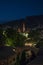 Mostar, night, skyline, bridge, Kriva Cuprija, Sloping Bridge, Neretva, river, mosque, minaret, Bosnia and Herzegovina, Europe