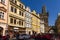 Mostecka Street with view of a watch tower at Charles Bridge