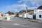 Mosteiros, Azores, Portugal - Jan 12, 2020: View of traditional Portuguese village in Azores Islands. Houses with white