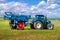 Mostys`kyi district, Lviv region, Ukraine - September 05, 2019: Agricultural machinery presentation - New Holland, new blue