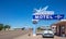 Motel Blue Swallow next to route 66 and an antique pontiac car parked at the entrance. Tucumcari, New Mexico, US