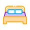 Motel Comfortable Double Bed Vector Thin Line Icon