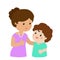 Mother admire son character cartoon