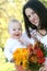 Mother and Baby Boy with Flowers - Fall Theme