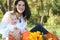 Mother and Baby Boy with Flowers - Fall Theme