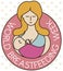 Mother and Baby in Commemorative Button for World Breastfeeding Week, Vector Illustration