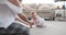 Mother with baby girl learning to crawl