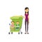 Mother baby sister brother twins double green stroller full length avatar on white background, successful family concept