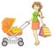 Mother and baby stroller