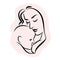 Mother with baby. Stylized outline symbol. Woman breastfeeding