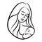 Mother with baby. Stylized outline symbol. Woman breastfeeding