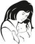 Mother and baby symbol, hand drawn silhouette. Happy Mothers Day