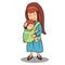 Mother and a baby vector cartoon characters.