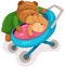 Mother bear and baby in pram