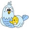 The mother bird is taking care of her young, doodle kawaii. doodle icon image