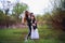 Mother blond woman and daughter outdoors on summer sunny day