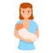 Mother breast feeding icon, cartoon style