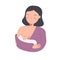 Mother breastfeeding little child. Mom with baby. Woman nurse toddler. Parenting concept