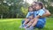 Mother brought children to sit and watch nature to relax.