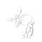 Mother carrying her sleeping baby. Happy maternity. Hand draw single line art. Napping Newborn on the hand