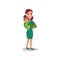 Mother carrying watermelon in one arm and baby in the other, super mom concept vector Illustration