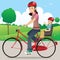 Mother and child on bicycle