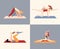 Mother and child doing yoga - cartoon isolated set of woman and daughter