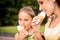 Mother and child enjoying icecream