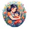 Mother and Child illustration, Image Ai Generated