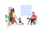 Mother with child leave alcoholic father flat color vector detailed characters