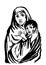 Mother and child refugee immigration religion and social illustration