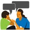 Mother and child talking. Vector illustration