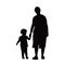 A mother and child together, black color silhouette vector
