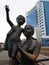 Mother and child are waiting for father from a faraway sailing