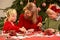 Mother And Children Making Christmas Cards