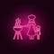 mother cooks barbecue icon. Elements of Family in neon style icons. Simple icon for websites, web design, mobile app, info