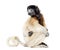 Mother Crowned Sifaka and her two months old baby sitting