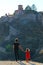 Mother and daughter admire the marvelous panorama of Meteora