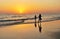 Mother and daughter on the beach Costa Ballena in Chipiona, CÃ¡diz coast, Andalusia, Spain