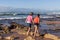 Mother Daughter Beach Waves Exploring