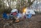 Mother and daughter camping.