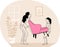 Mother and daughter carrying armchair vector scene