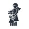 Mother and daughter carrying a babay family day, icon in silhouette style