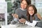 Mother and daughter with decorations