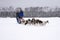Mother and daughter dog sledding